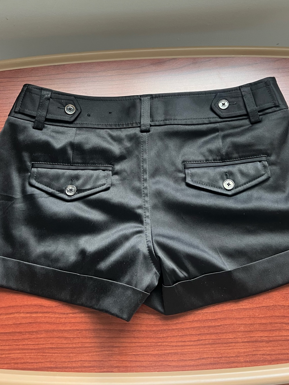Express Satin Y2K Micro Shorts Black Low Rise Shiny Club Vegas Miami Summer 4 - Picture 4 of 9